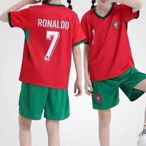Ronaldo #7 Portugal National Team Youth Soccer Kit Size 22